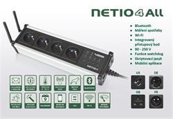 Rozvodný panel NETIO-4 ALL 4x230V s manag.WiFi, Bluetooth, měření spotřeby, plánovač, watchdog, atd., černé proveden