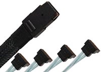 SAS 520 1.0m Mini SAS Plug with clamp (SFF 8087) 36p <> 4 x SATA Plug 7p 90° with Side Band