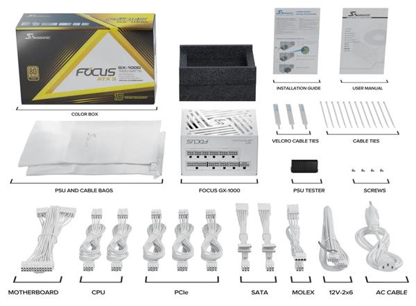 SEASONIC FOCUS GX WHITE 1000W ATX3.1 80Plus GOLD modular