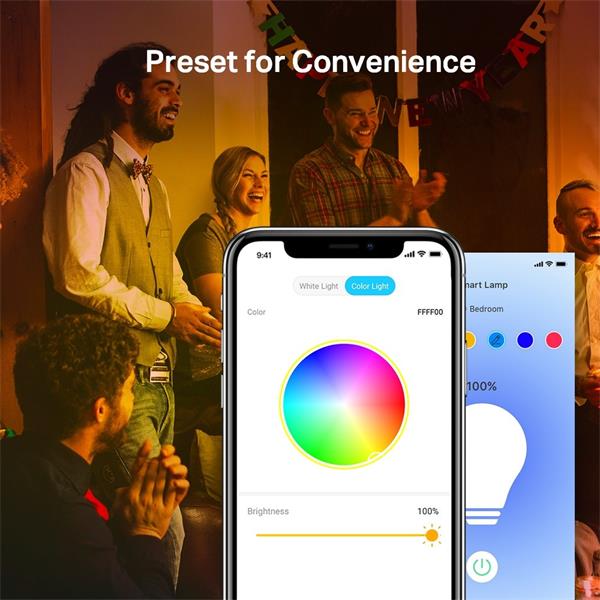 Smart Wi-Fi Light Bulb, Multicolor, 2-Pack SPEC: E27, 220–240 V, Brightness 806 lm, Max Operation Power 8.7W, 16M Multic
