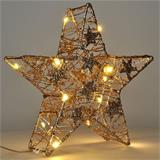 Solight LED vianočná hviezda glitter, zlatá, kovová, 14x LED, 2x AA