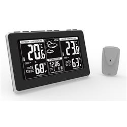 Solight meteostanica, extra veľký LCD displej, teplota, vlhkosť, RCC, čierna, strieborna, teplotny alarm