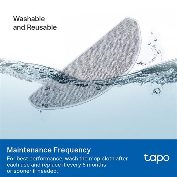 Tapo Robot Vacuum Washable Mop Cloth SPEC: Washable Mop Cloth ×5 Suitable for Tapo RV30 Max Plus, Tapo RV30 Max, Tapo RV