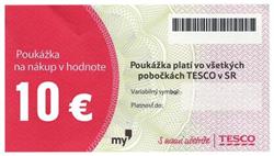 TESCO 10 EUR, darčeková poukážka