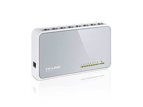 TP-LINK TL-SF1008D 8-Port 10/100M mini Desktop Switch, 8 10/100M RJ45 Ports, Desktop Plastic Case