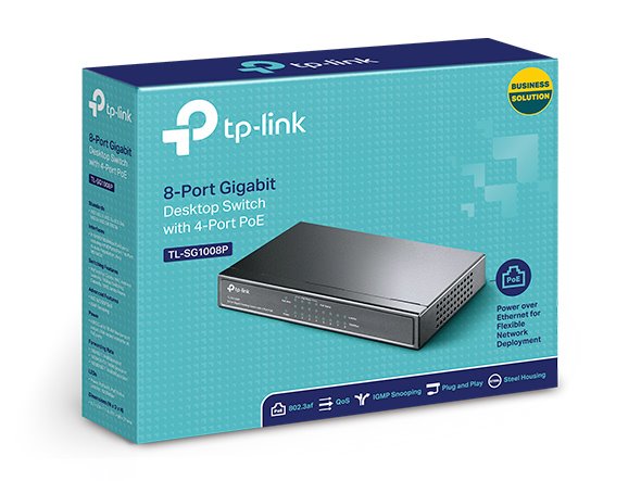 TP-LINK TL-SG1008P 8-Port Gigabit Desktop PoE Switch, 8 Gigabit RJ45 Ports including 4 PoE Ports