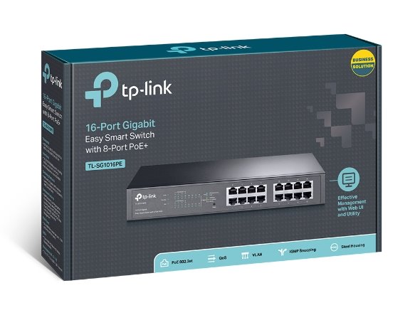 TP-LINK TL-SG1016PE 16-Port Gigabit PoE+ Easy Smart Switch, 16 Gigabit RJ45 Ports including 8 PoE+ Ports