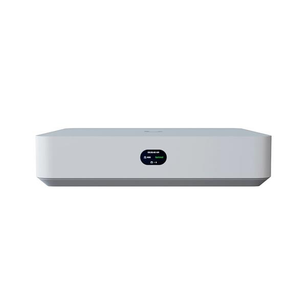 Ubiquiti Compact UniFi Protect NVR with 3.5" HDD support, featuring an integrated 6-port PoE switch, integrated HDMI Vie