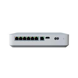 Ubiquiti Compact UniFi Protect NVR with 3.5" HDD support, featuring an integrated 6-port PoE switch, integrated HDMI Vie